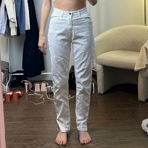 Nasty Gal White Baggy Jeans with slits size 4